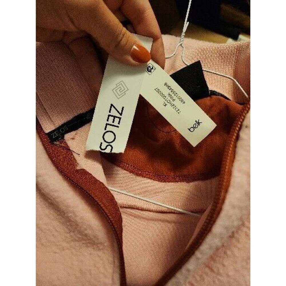 Zelos NWT 1/2 Zip Light Pink Fleece Ribbed Hem Pullover Size XL CR3 - Picture 4 of 5